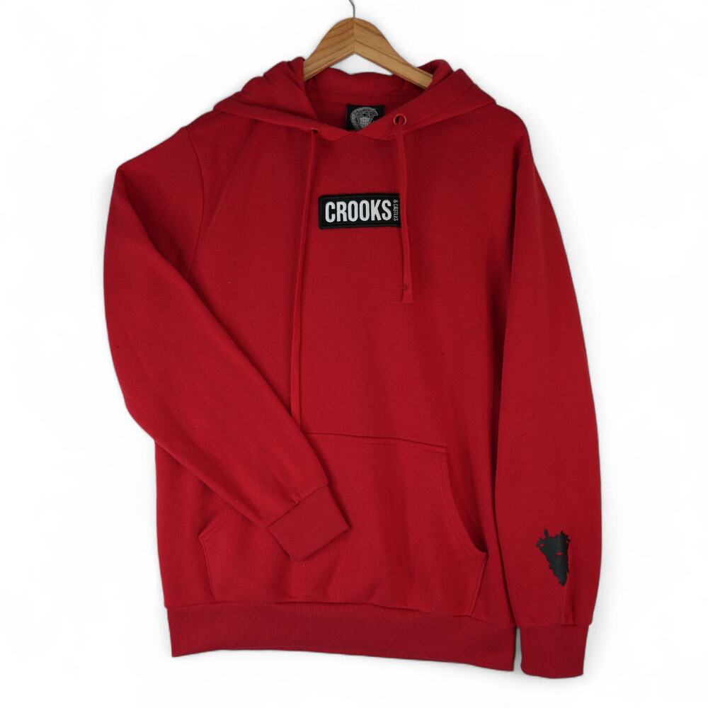 Crooks & Castles Hoodie Mens Large Red Chest Box Logo‎ Sweatshirt